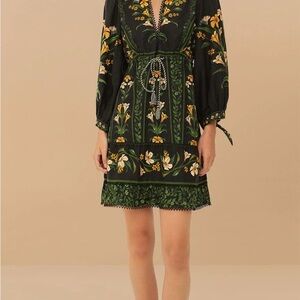 Floral Black and Green Dress